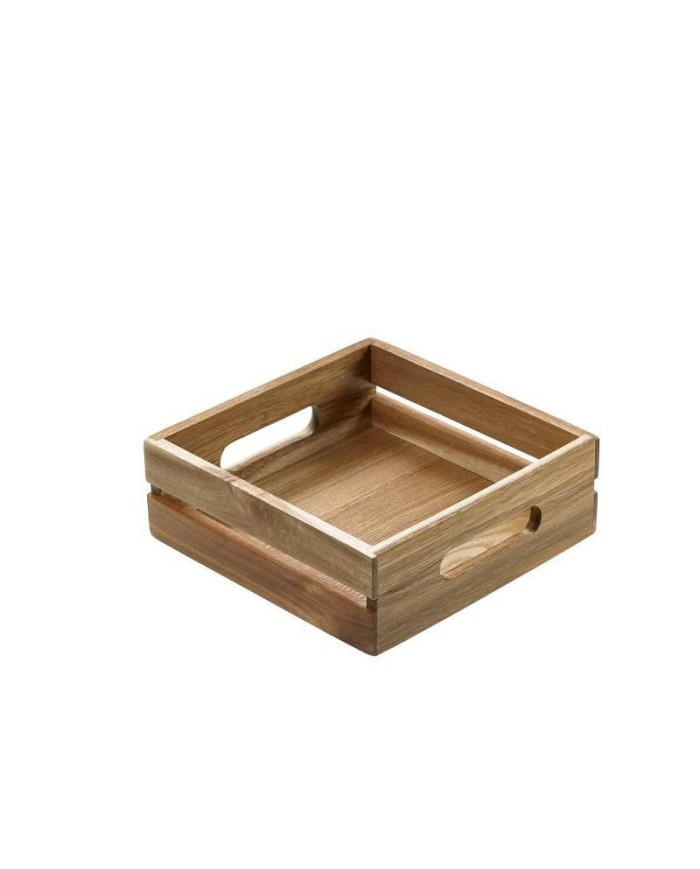 Cassetta rettangolare in legno di acacia 20x20x7cm