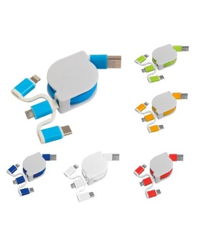 Cavo alimentazione USB-type C/lighting/microUSB retrattile