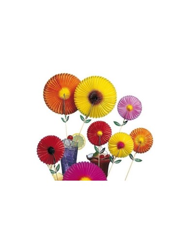 Decorazione con dalie in carta e spiedo in legno 24cm 100pz