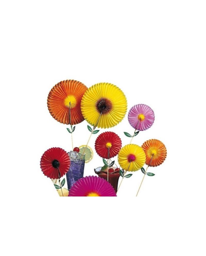 Decorazione con dalie in carta e spiedo in legno 24cm 100pz