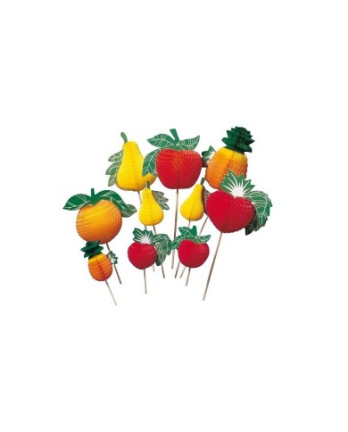 Decorazione con frutta in carta e spiedo in legno 20cm 100pz