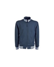 Felpa blu con zip lunga, con tasche e doppia riga in contrasto bianco tg.S-XXL