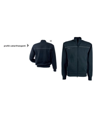 Felpa da uomo a zip intera con 3 tasche con chiusura zip e profilo catarifrangente Tg.S-XXL