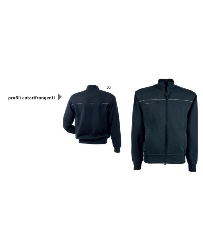 Felpa da uomo a zip intera con 3 tasche con chiusura zip e profilo catarifrangente Tg.S-XXL