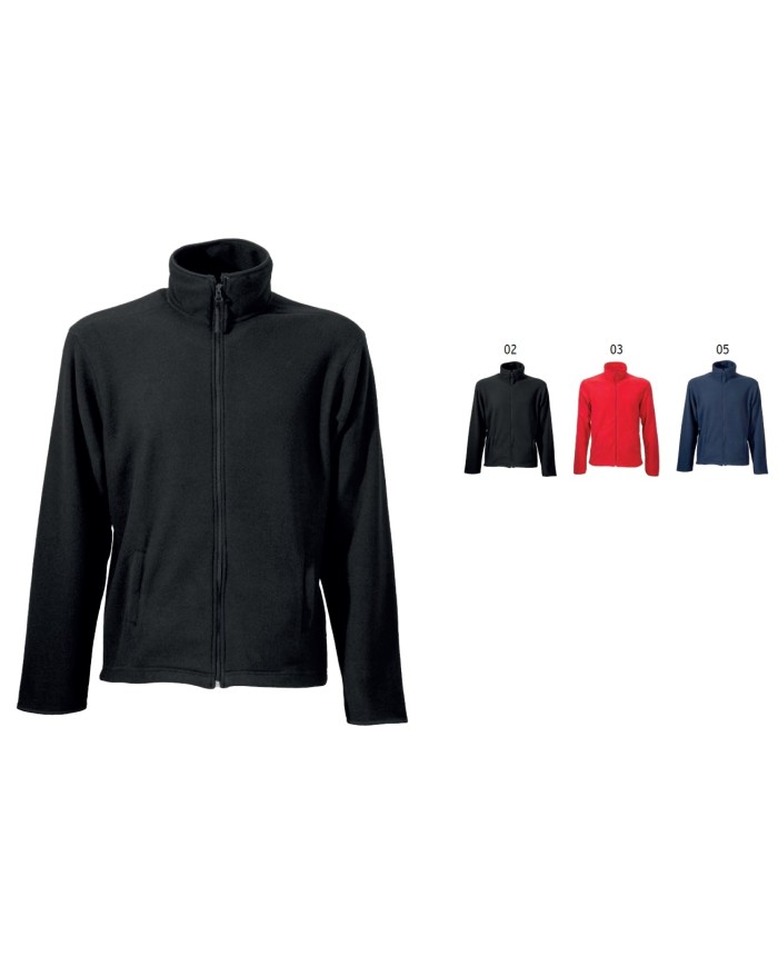 Felpa da uomo a zip intera in micropolar con 2 tasche Tg.S-XXL