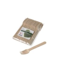 Forchetta in legno biodegradabile 16cm 48pz