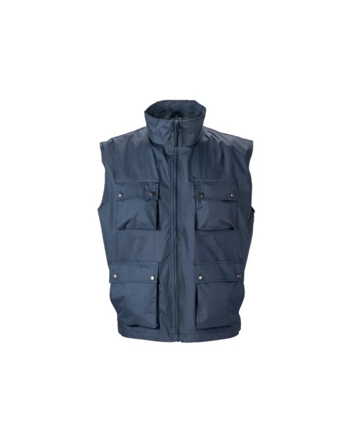 Gilet multitasca in poliestere foderato internamente con rete pongee Tg.S-XXL