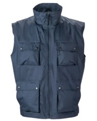 Gilet multitasca in poliestere foderato internamente con rete pongee Tg.S-XXL