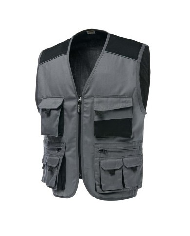 Gilet Multitasche Safari/2 Poly/Cot. Grigio
