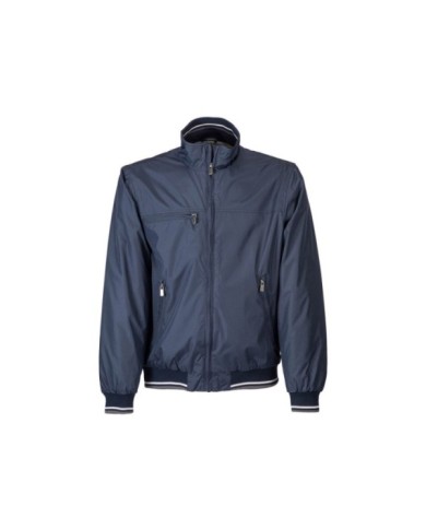 Giubbotto in poliestere foderato internamente in polar, con 5 tasche e banda catarifrangente sul dorso colore blu Tg.S-XXL