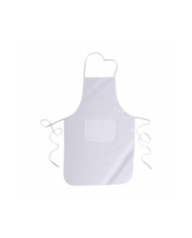 Grembiule lungo in 30 % cotone / 70 % poliestere (160g/m2), 60x92 cm con tasca frontale bianco