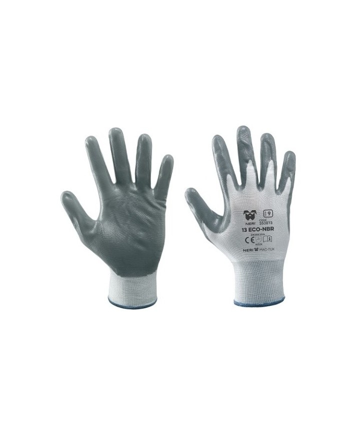 Guanto 13 Eco-NBR Grigio in tessuto sintetico palmo impregnato in nitrile Tg.7-8-9-10 (Min.Mul./12)