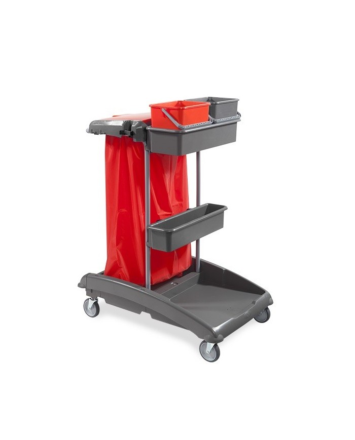 IDEATOP1 Carrello multiuso in plastica con portaoggetti e secchi (Montato)