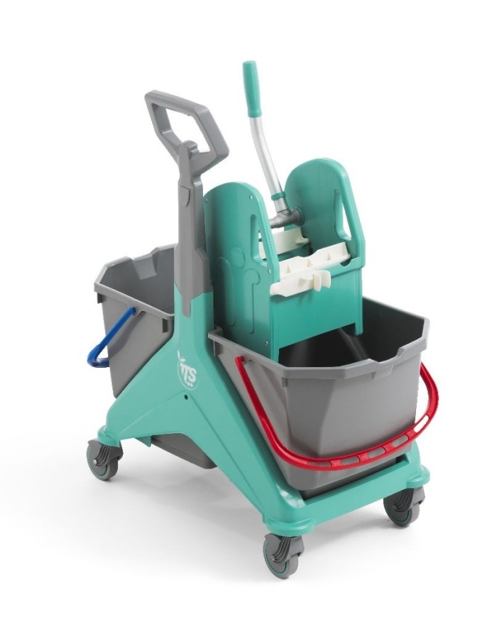 Nickita Tec 25+25LT Carrello lavaggio doppio con strizzatore professionale a ganasce