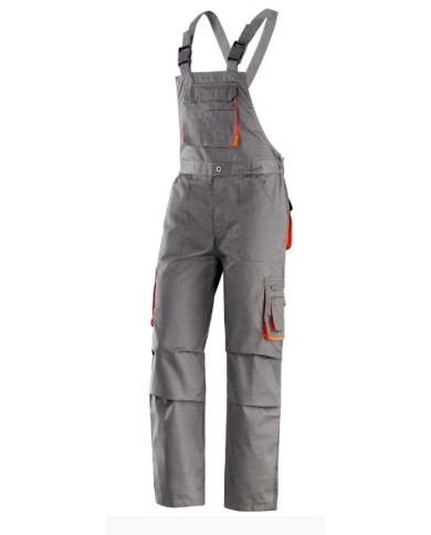 Pantalone con pettorina Willis con bretelle grigio-arancio Tg.S-XXL