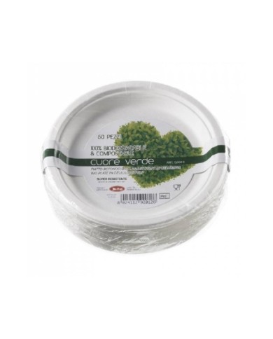 Piatto rotondo in polpa di cellulosa compostabile Ø22,5cm 50pz