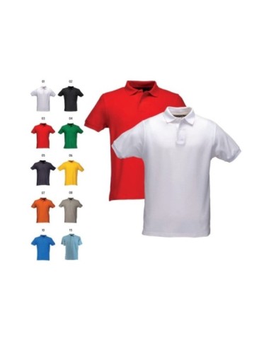 Polo piqué di cotone 100% 180 g/m2, manica corta e chiusura con 2 bottoni, tinta unita Tg.S-XXL