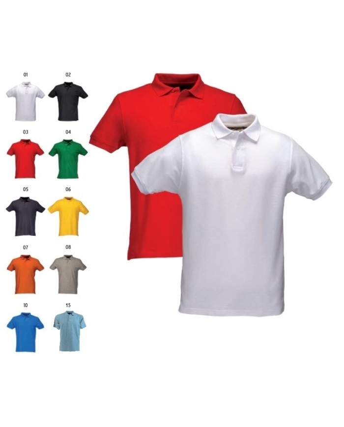 Polo piqué di cotone 100% 180 g/m2, manica corta e chiusura con 2 bottoni, tinta unita Tg.S-XXL