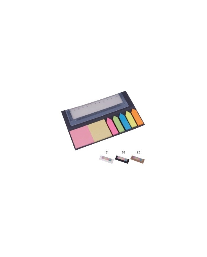 Porta fogliettini adesivi con righello (pp ruler, 350g cardpaper, 75g neon paper) --Fine serie--