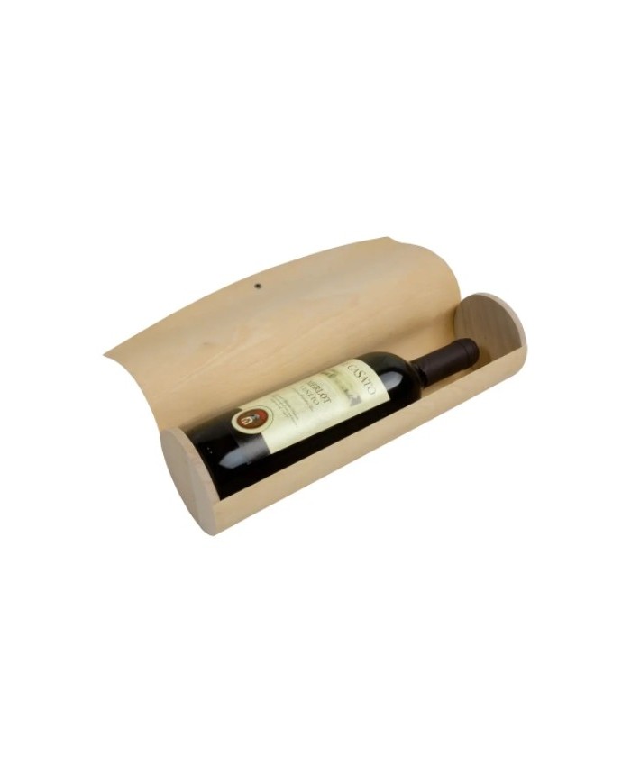 Portabottiglia cilindrico in legno di pino (1 bottiglia) con elastico