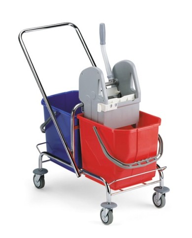 Roll doppio 30L Carrello cromato con strizzatore e 2 secchi (15+15lt)