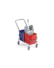 Roll doppio 50L Carrello cromato con strizzatore e 2 secchi (25+25lt)