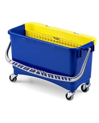 Secchio carrellato spandicera (Secchio rettangolare lt.20 + set 4 ruote + griglia)