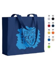 Shopper con soffietto in cotone 200 g/m2, manici lunghi 40x35x12cm