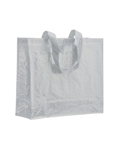 Shopper con soffietto in PP laminato 120 g/m2, manici lunghi a nastro
