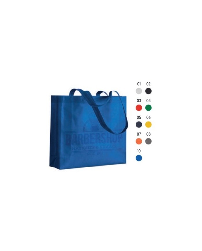 Shopper con soffietto in TNT 80 g/m2 termosaldato, manici lunghi 38x34x10cm