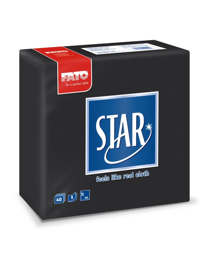 Tovagliolo 38X38 Star microcollato nero 2V 40pzx30