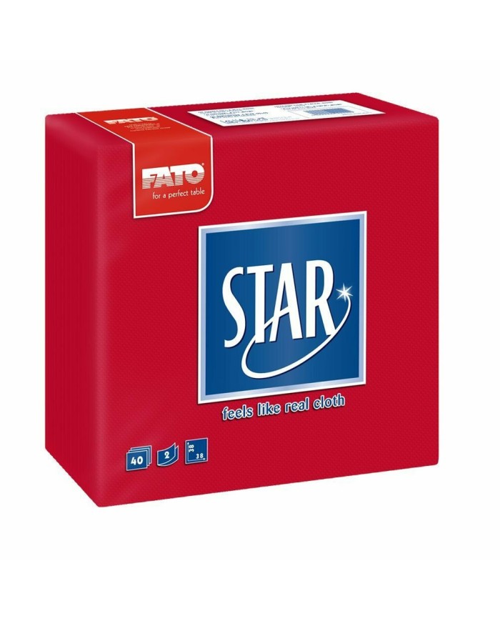 Tovagliolo 38X38 Star microcollato Rosso 2V 40pzx30