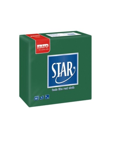Tovagliolo 38X38 Star microcollato Verde foresta 2V 40pzx30