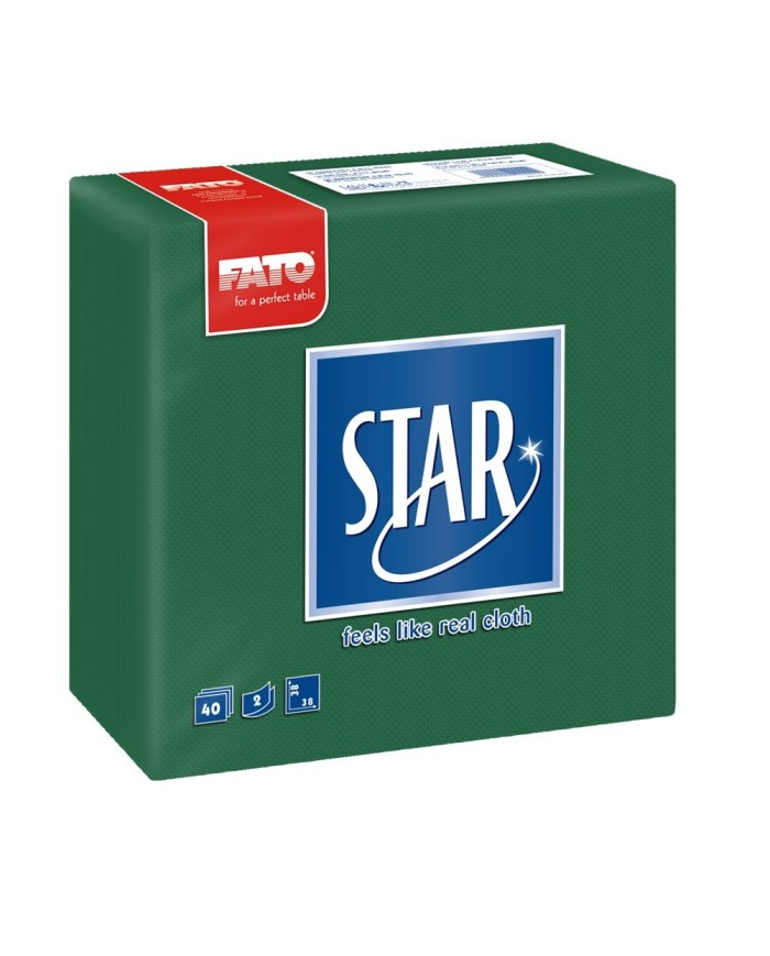 Tovagliolo 38X38 Star microcollato Verde foresta 2V 40pzx30