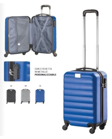 Trolley rigido da 20 pollici in ABS con lucchetto di sicurezza e 4 ruote girevoli. Etichetta in metallo removibile