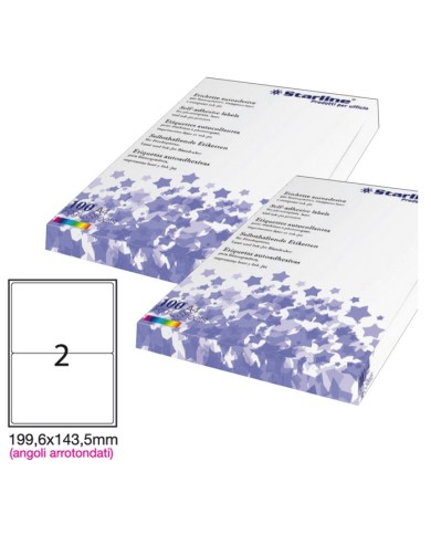 Etichette adesive in carta angoli arrotondati permanenti 199,6 x 143,5 mm 2 et/fg 100 fogli bianco Starline