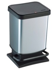 Pattumiera a pedale Paso 29x27x46 cm 20 L PPL metallizzato nero/argento Rotho