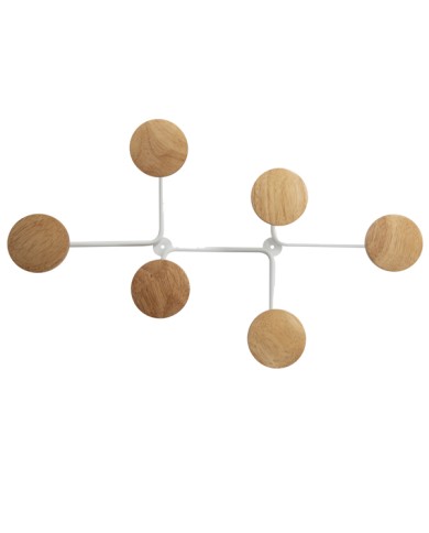Appendiabiti da muro 6 posti 12x28x7cm metallo/legno bianco Alba