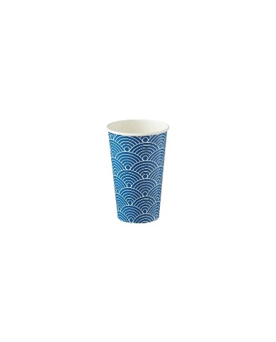 Bicchiere in carta+PE Summer Blu/bianco decorato 470ml Ø9x13cm 1000Pz (50x20)