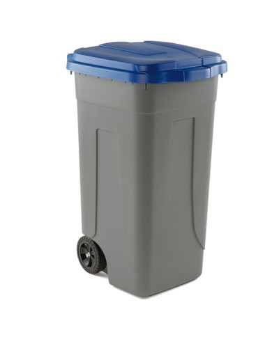 Bidone mobile con chiusura a clip 49x54x85cm 100L grigio/blu Mobil Plastic