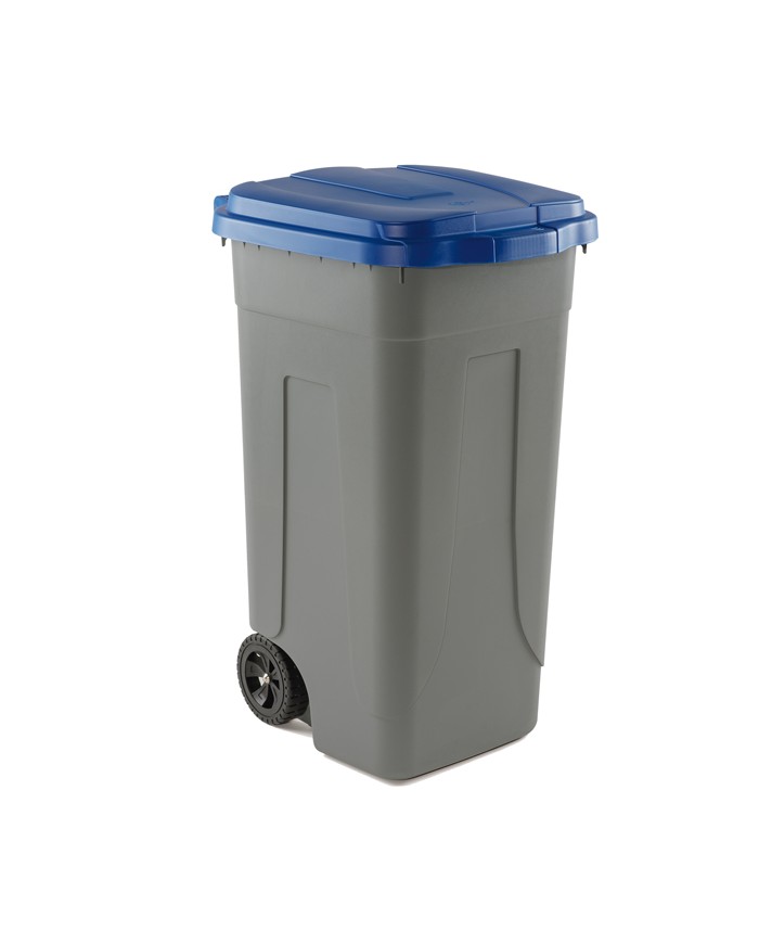 Bidone mobile con chiusura a clip 49x54x85cm 100L grigio/blu Mobil Plastic