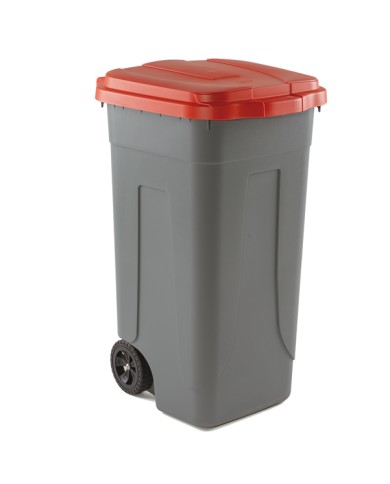 Bidone mobile con chiusura a clip 49x54x85cm 100L grigio/rosso Mobil Plastic