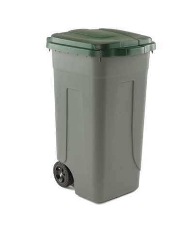 Bidone mobile con chiusura a clip 49x54x85cm 100L grigio/verde Mobil Plastic