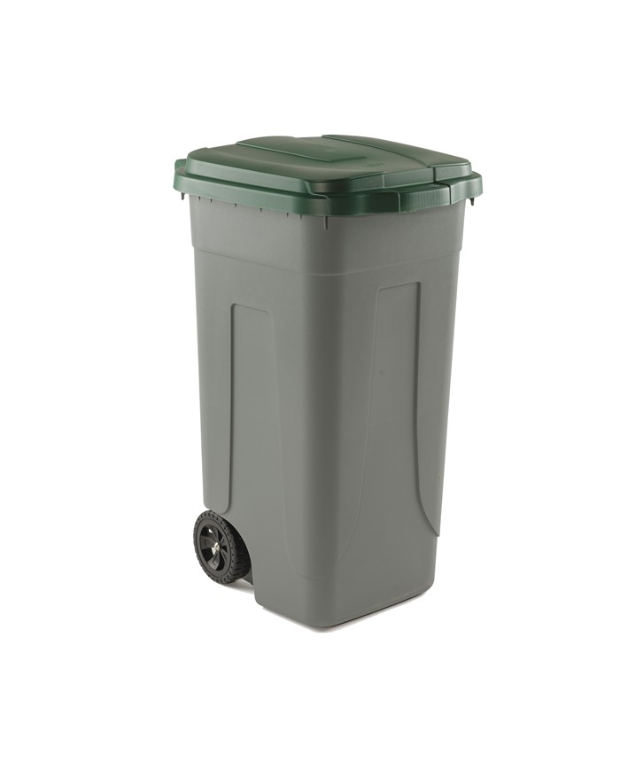 Bidone mobile con chiusura a clip 49x54x85cm 100L grigio/verde Mobil Plastic
