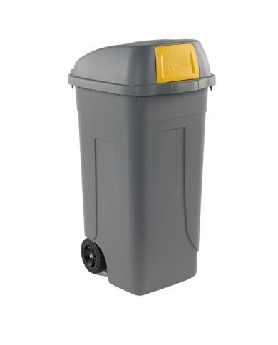 Bidone mobile Push con coperchio 49x54x95cm 100L grigio/giallo Mobil Plastic