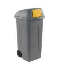 Bidone mobile Push con coperchio 49x54x95cm 100L grigio/giallo Mobil Plastic