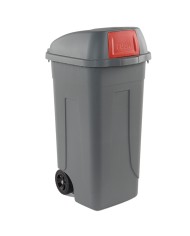 Bidone mobile Push con coperchio 49x54x95cm 100L grigio/rosso Mobil Plastic