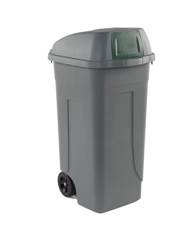 Bidone mobile Push con coperchio 49x54x95cm 100L grigio/verde Mobil Plastic