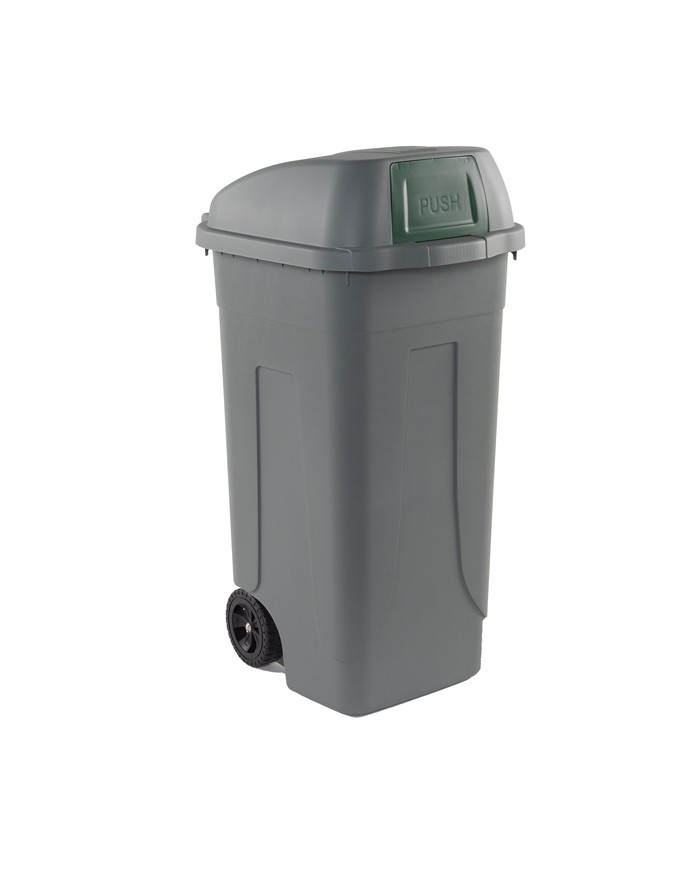 Bidone mobile Push con coperchio 49x54x95cm 100L grigio/verde Mobil Plastic