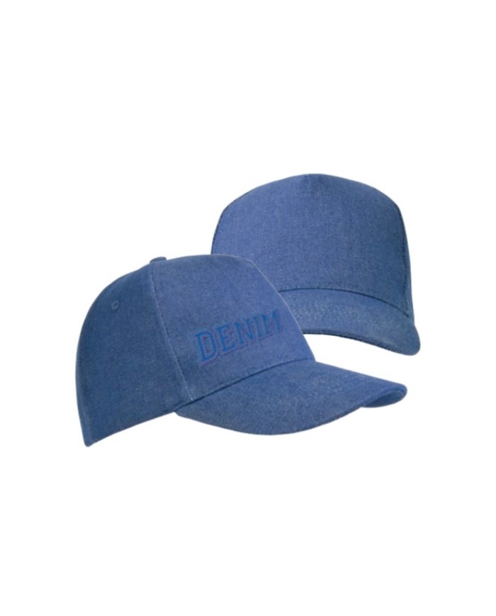 Cappellino in cotone denim pesante, 5 pannelli con regolazione a velcro *In esaurimento